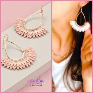 Stella & Dot Pink Pegasus Earrings – Blush Enamel & Rose Gold